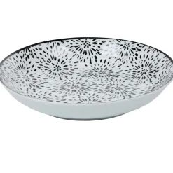 Gifi Assiette creuse ronde blanche et noire Sara