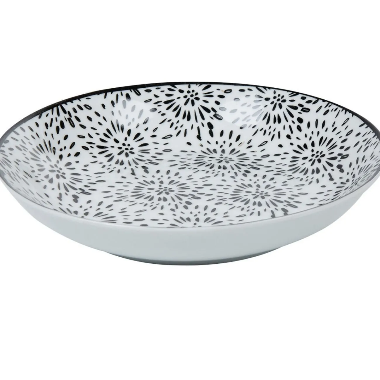 Gifi Assiette creuse ronde blanche et noire Sara