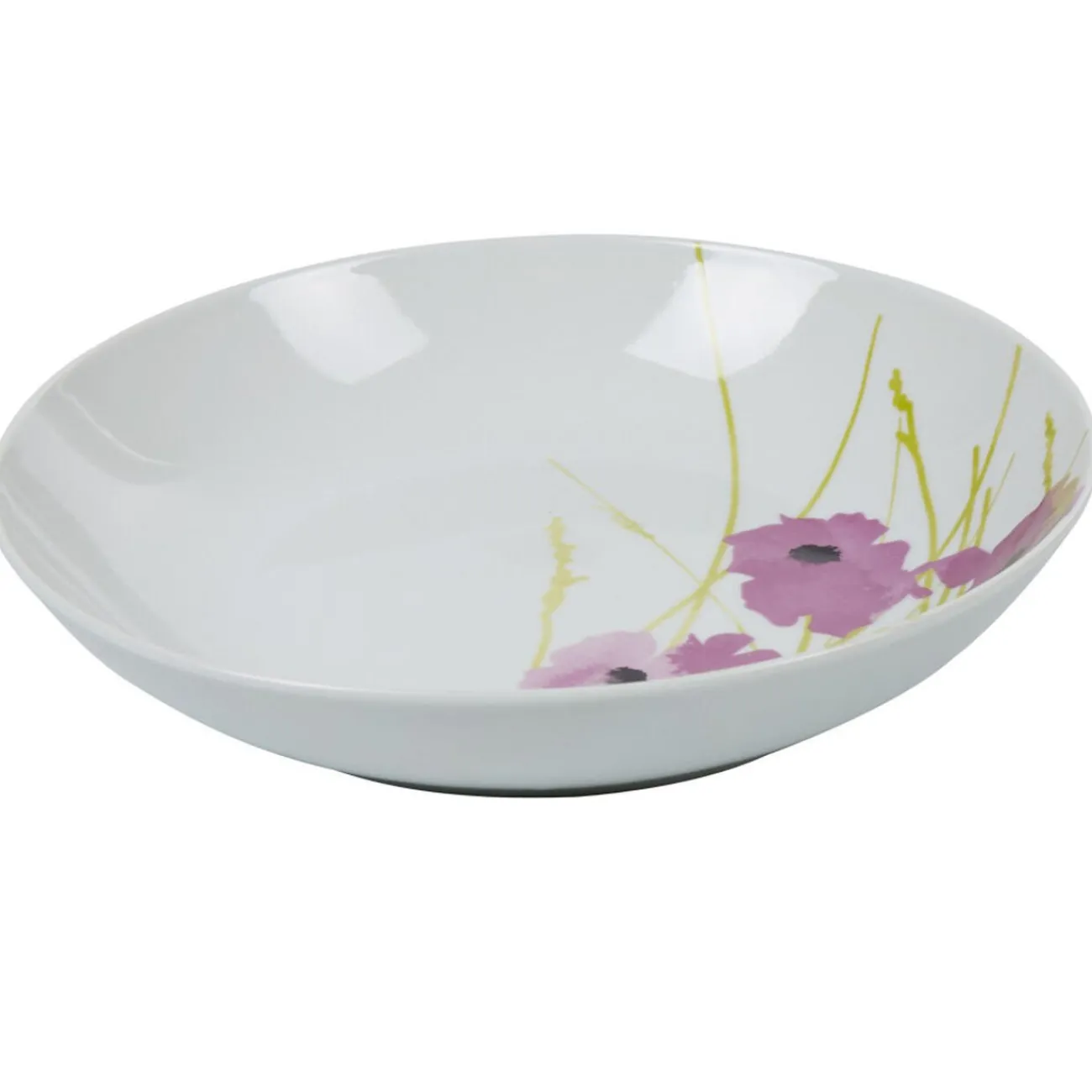 Gifi Assiette creuse ronde blanche motif pavot violet