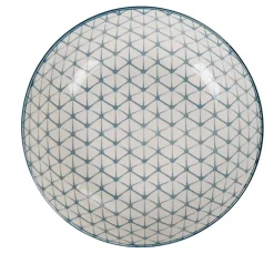 Gifi Assiette creuse ronde blanche motif géométrique bleu Urban
