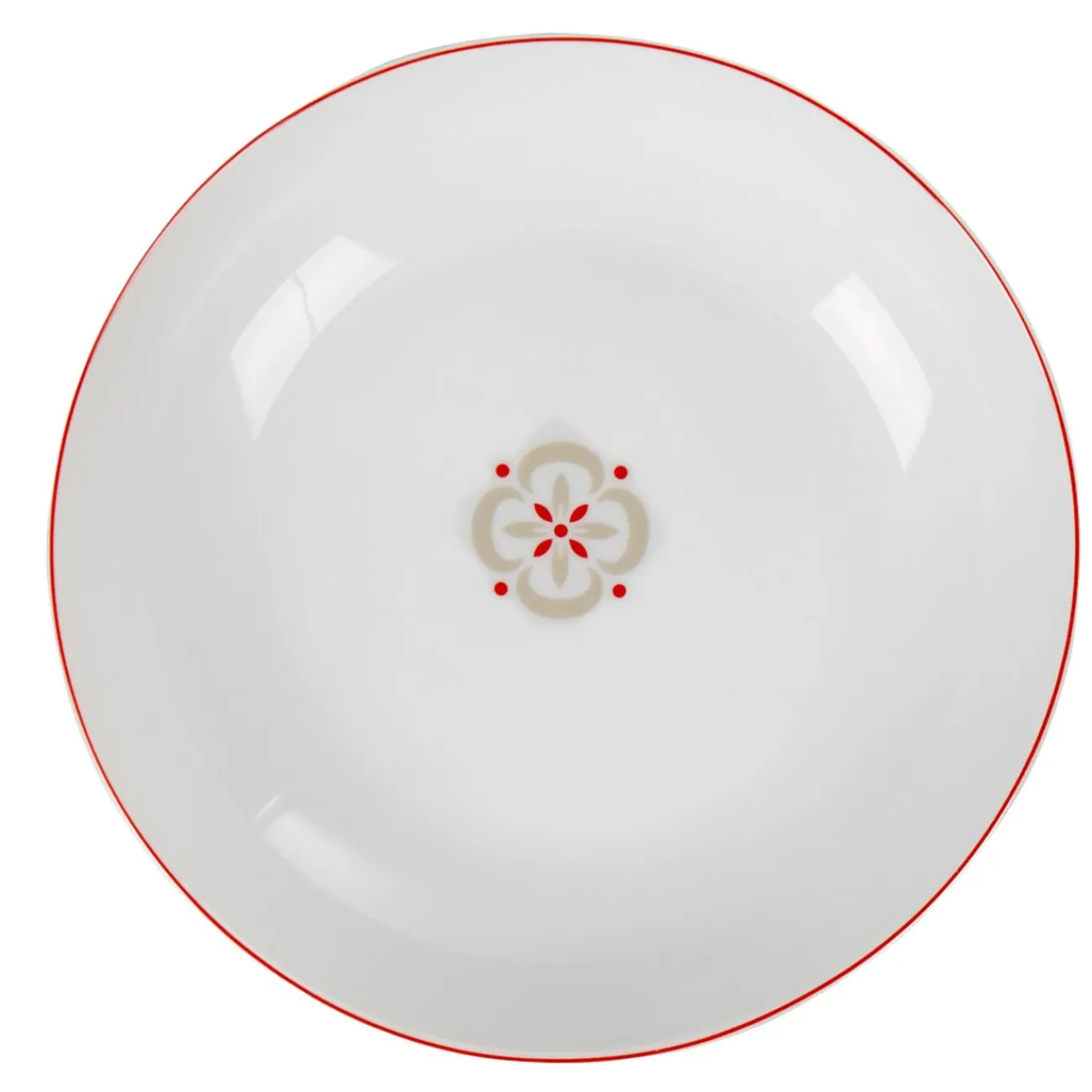 Gifi Assiette creuse ronde motif géométrique rouge gris campagne