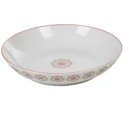 Gifi Assiette creuse ronde motif géométrique rouge gris campagne