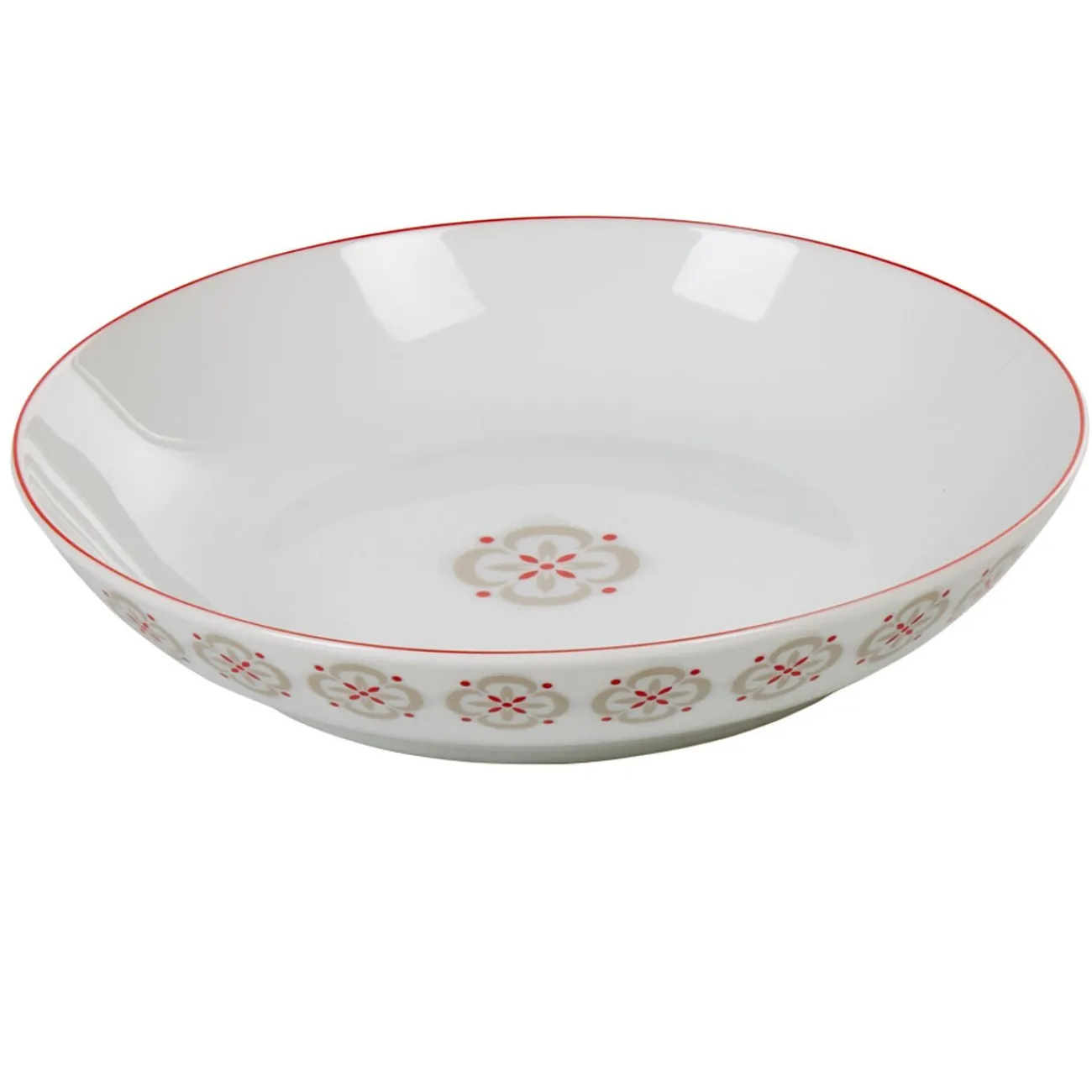 Gifi Assiette creuse ronde motif géométrique rouge gris campagne