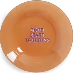 Gifi Assiette creuse verre coloré avec message Ø23cm - 3 modèles