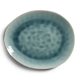 Gifi Assiette décore plate grès vert Ø28,5x24cm
