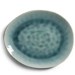 Gifi Assiette décore plate grès vert Ø28,5x24cm