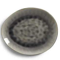 Gifi Assiette décore plate grès vert Ø28,5x24cm