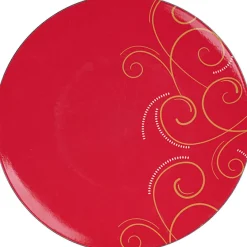 Gifi Assiette de présentation rouge design arabesque dorée