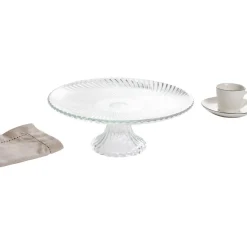 Gifi Assiette de présentation sur pied verre transparent Ø25,7xH9cm