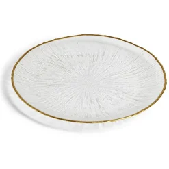Gifi Assiette dessert ronde verre transparent rebord doré Ø21cm
