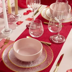 Gifi Assiette dessert ronde verre transparent rebord doré Ø21cm