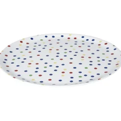 Gifi Assiette plastique blanche à pois multicolores