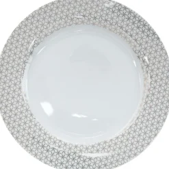 Gifi Assiette plate blanche bord design graphique cuivré