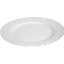 Gifi Assiette plate blanche bordure à rainures