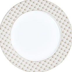 Gifi Assiette plate blanche bordure rayons doré
