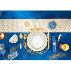 Gifi Assiette plate blanche bordure rayons doré