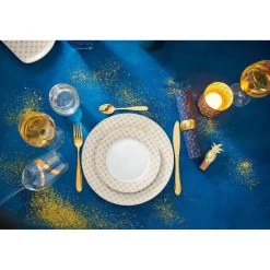 Gifi Assiette plate blanche bordure rayons doré