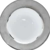 Gifi Assiette plate blanche contour argenté