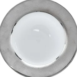 Gifi Assiette plate blanche contour argenté