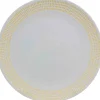 Gifi Assiette plate blanche contour grains de riz jaunes