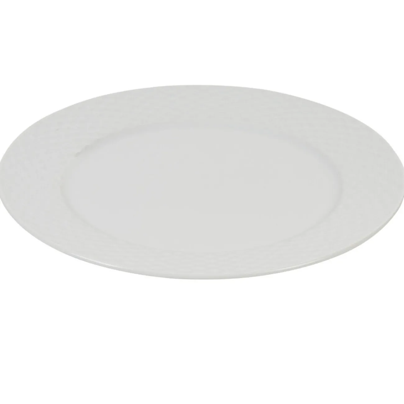 Gifi Assiette plate blanche ronde aile damassée