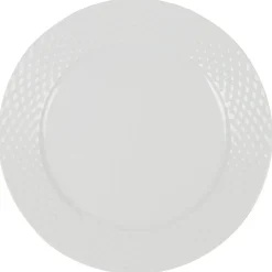 Gifi Assiette plate blanche ronde aile damassée