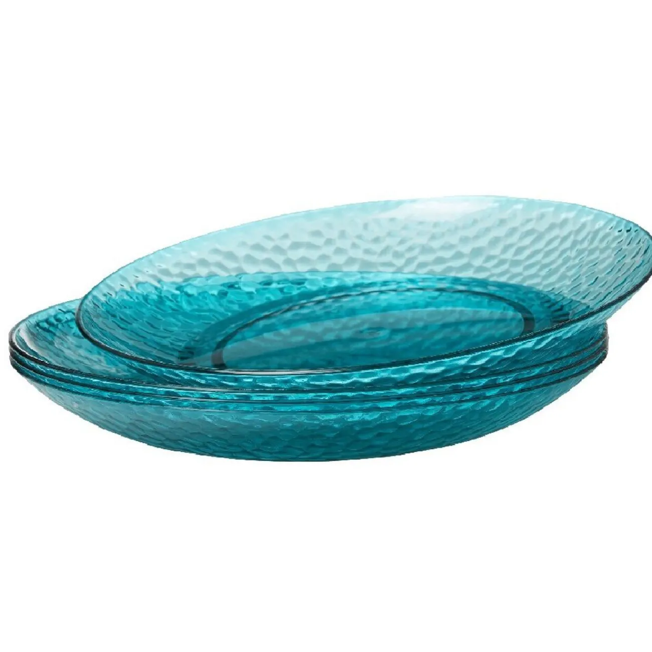 Gifi Assiette plate bleue martelé x4