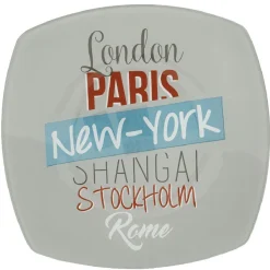 Gifi Assiette plate carrée design city