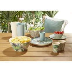 Gifi Assiette plate décor géométrique vert d'eau