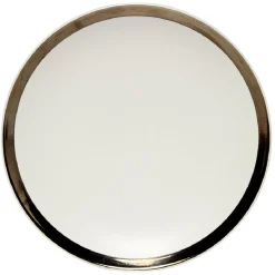 Gifi Assiette plate en faïence avec liseré doré