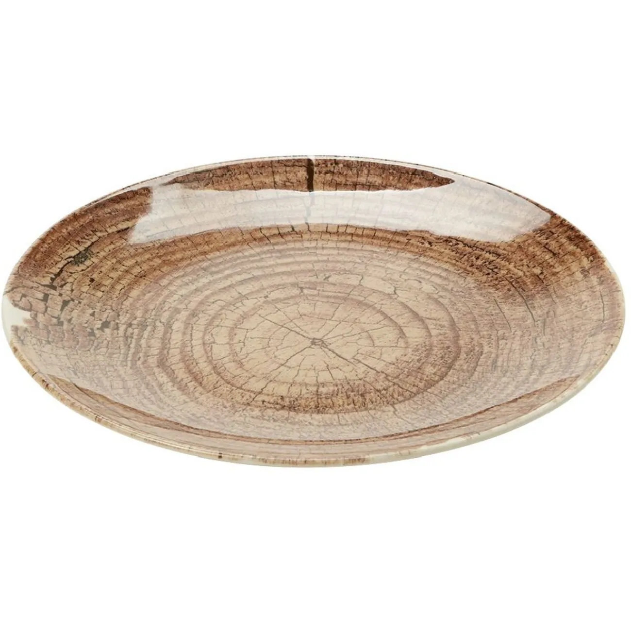 Gifi Assiette plate en faïence imitation bois Ø25 cm
