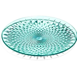 Gifi Assiette plate en plastique bleu effet martelé