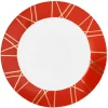 Gifi Assiette plate en porcelaine rouge détail doré