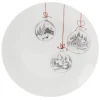 Gifi Assiette plate en porcelaine motif boule de Noël