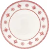 Gifi Assiette plate en porcelaine blanche motif Noël flocons rouges