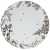Gifi Assiette plate en porcelaine blanche motif végétal marron
