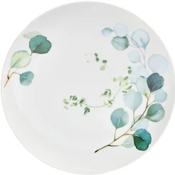 Gifi Assiette plate en porcelaine blanc et vert