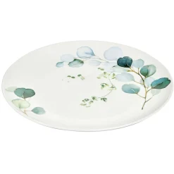 Gifi Assiette plate en porcelaine blanc et vert