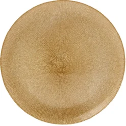 Gifi Assiette plate en verre strié doré