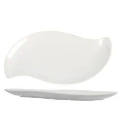 Gifi Assiette plate forme feuille blanche