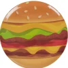 Gifi Assiette plate forme ronde style fast food motif hamburger
