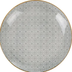 Gifi Assiette plate motif carreau de ciment gris contour jaune