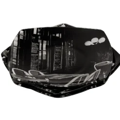 Gifi Assiette plate noire terrasse de brasserie x4