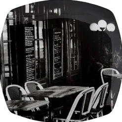 Gifi Assiette plate noire terrasse de brasserie x4