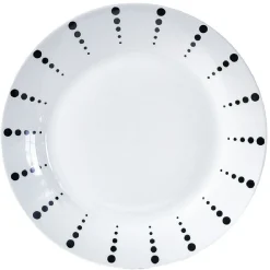 Gifi Assiette plate porcelaine blanche à pois noir x4