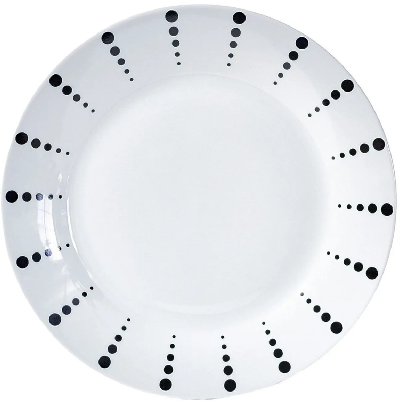 Gifi Assiette plate porcelaine blanche à pois noir x4