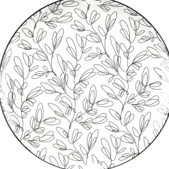 Gifi Assiette plate porcelaine motif feuillage noir blanc Ø24xH2,3cm