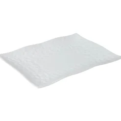 Gifi Assiette plate rectangulaire bord ondulé martelé porcelaine blanc
