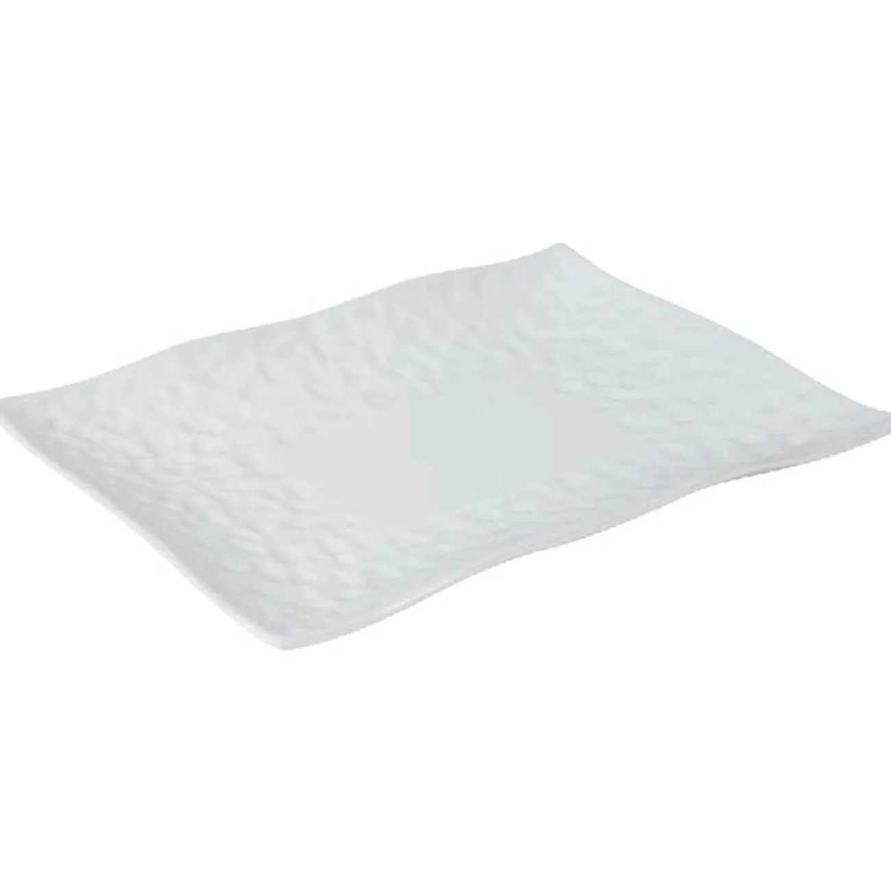 Gifi Assiette plate rectangulaire bord ondulé martelé porcelaine blanc