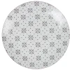 Gifi Assiette plate ronde blanche motif fleurs violettes